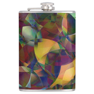 Colourful, Kaleidoscopic Abstract Art Hip Flask