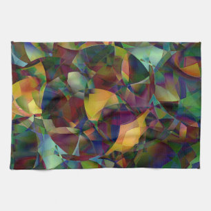 Colourful, Kaleidoscopic Abstract Art Tea Towel