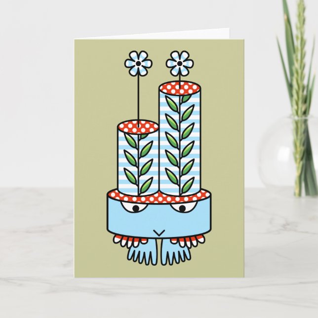 Colourful kawaii cartoon character greeting cards (Front)