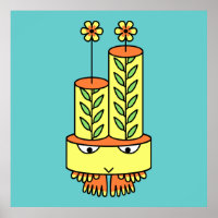 Colourful kawaii cute cartoon character posters