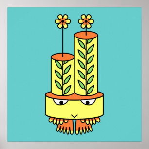 Colourful kawaii cute cartoon character posters