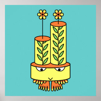 Colourful kawaii cute cartoon character posters