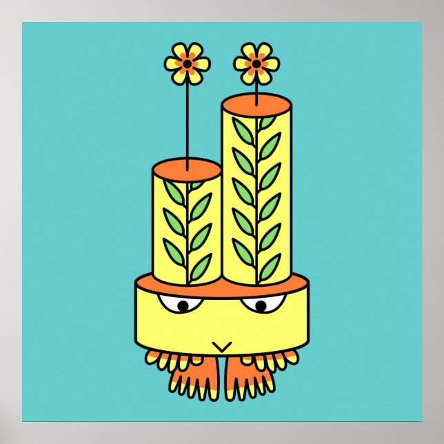 Colourful kawaii cute cartoon character posters (Front)