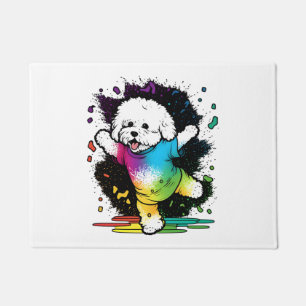 Colourful Kawaii Dancing Bichon Doormat
