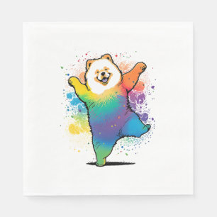 Colourful Kawaii Dancing Chow Chow  Napkin
