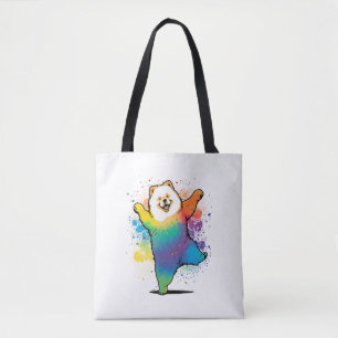 Colourful Kawaii Dancing Chow Chow  Tote Bag