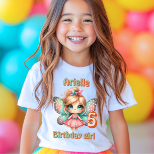 Colourful kawaii fairy butterfly birthday  T-Shirt