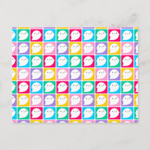 Colourful Kawaii Little Ghosts Postcard
