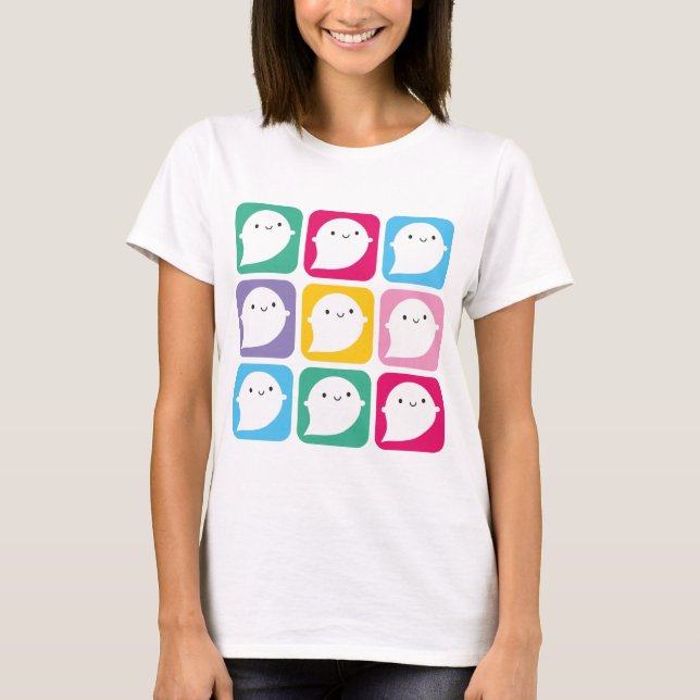 Colourful Kawaii Little Ghosts T-Shirt (Front)