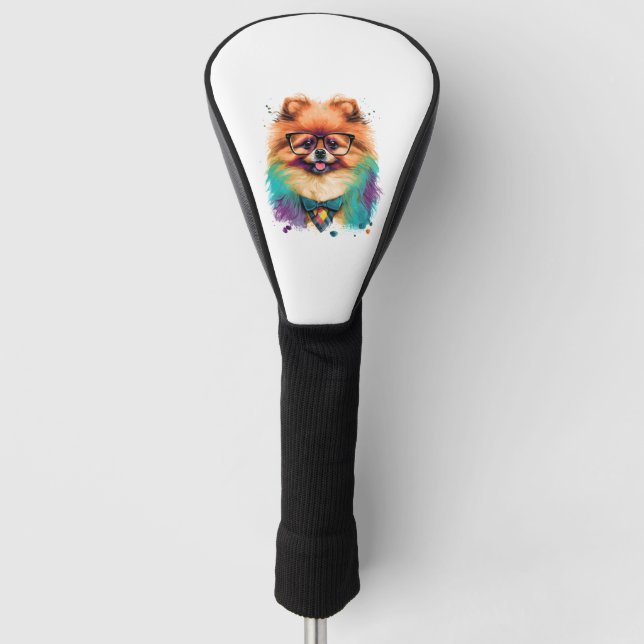Colourful Kawaii Pomeranian Hipster  1 Golf Head Cover (Front)