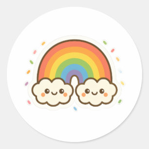 Colourful Kawaii Rainbow Pride Classic Round Sticker