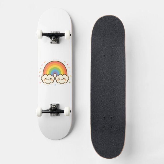 Colourful Kawaii Rainbow Pride Skateboard (Front)