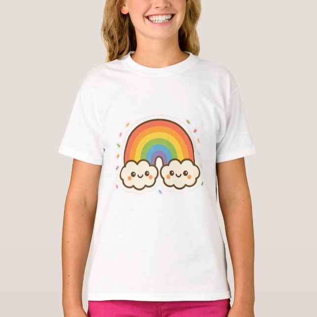 Colourful Kawaii Rainbow Pride T-Shirt (Front)
