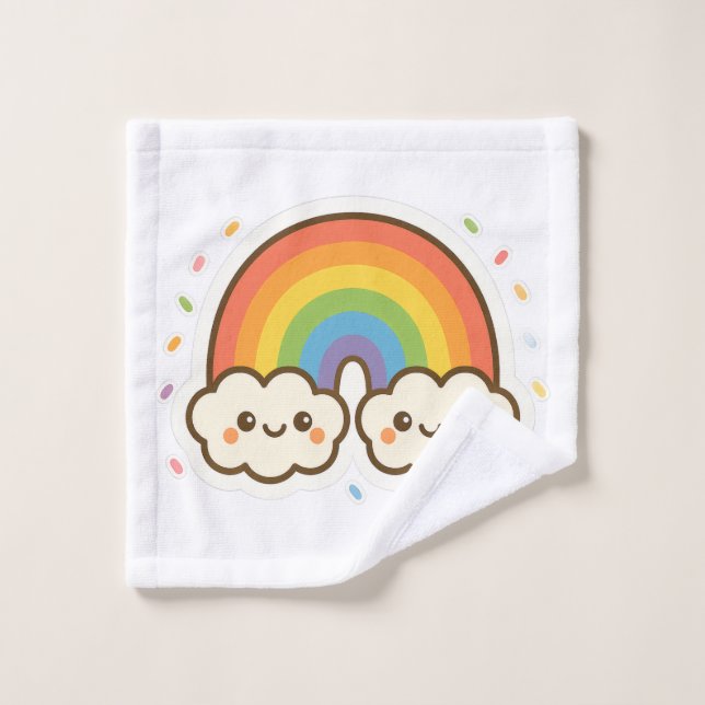 Colourful Kawaii Rainbow Pride Wash Cloth (Wash Cloth)
