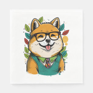 Colourful Kawaii Shiba Inu Hipster Napkin