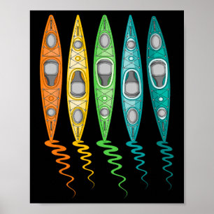 Colourful Kayak Boat Outdoor River Travel Kayaking Poster