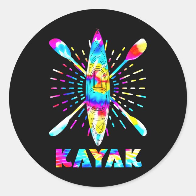 Colourful Kayak Kayaking Paddling Vacation for Classic Round Sticker (Front)