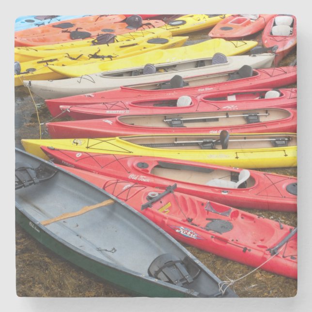 colourful Kayaks Stone Coaster (Front)