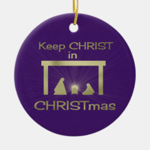 Colourful Keep Christ In Christmas Round Ornament