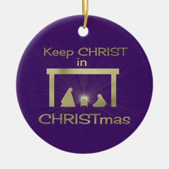 Colourful Keep Christ In Christmas Round Ornament (Front)