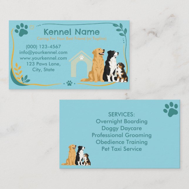 Colourful Kennel Customisable  Business Card (Front/Back)