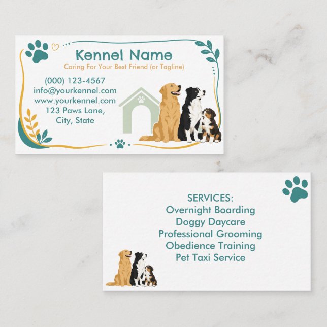 Colourful Kennel Customisable  Business Card (Front/Back)