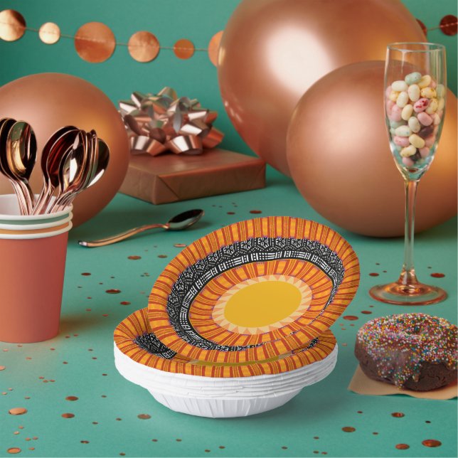 Colourful Kente Afrocentric Pattern Paper Plates (Multi)