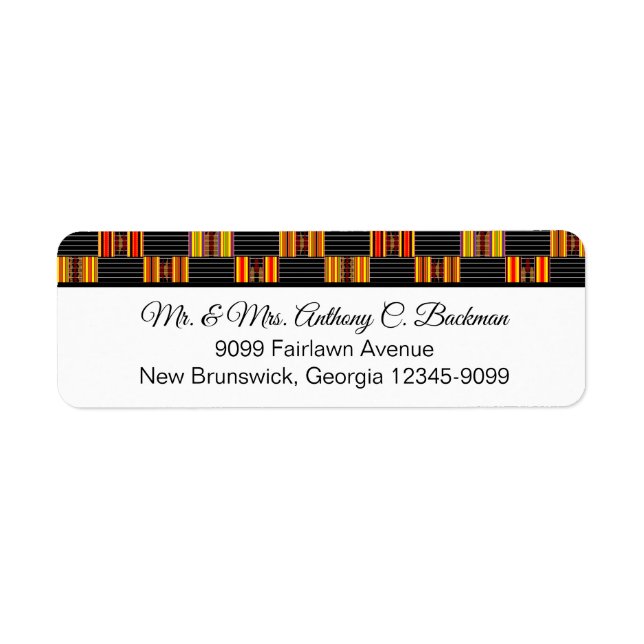 Colourful Kente Black Pinstripe K30 Return Address (Front)