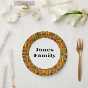 Colourful Kente Family Reunion Paper Plate