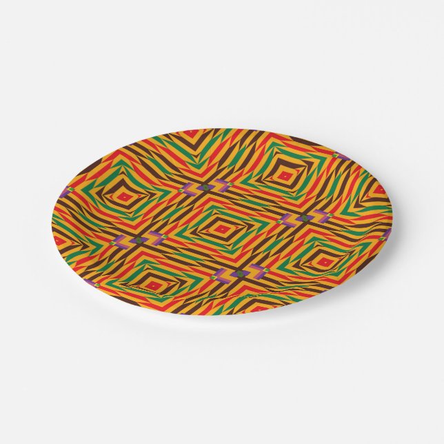 Colourful Kente Paper Plate (Angled)