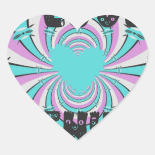Colourful Kenya Love: Purple Cyan White Funny Heart Sticker