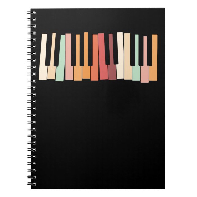 Colourful Keyboard Piano Keys Retro Pianist Notebook (Front)