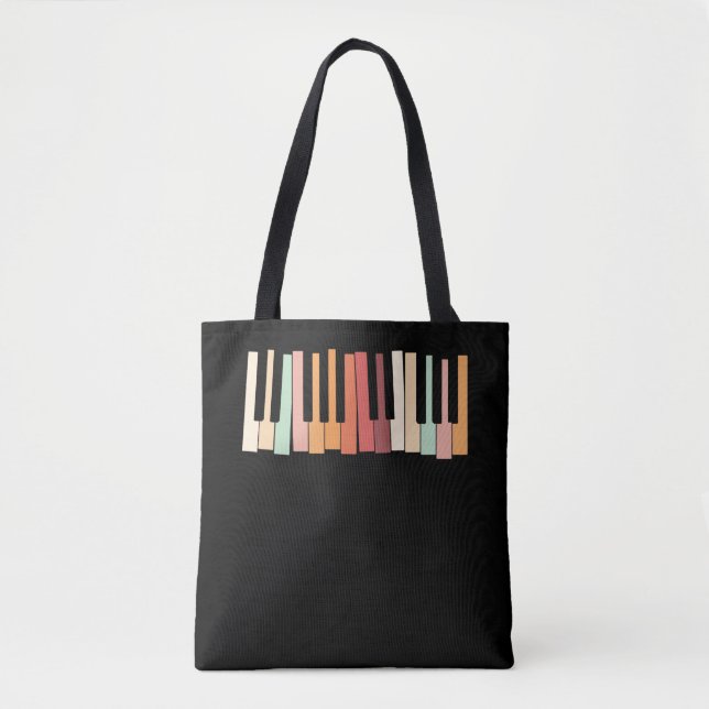 Colourful Keyboard Piano Keys Retro Pianist Tote Bag (Front)