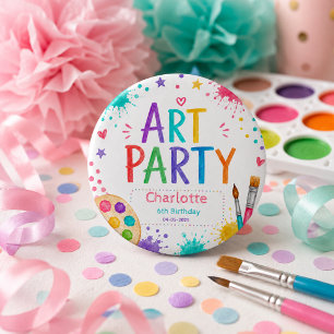 Colourful Kids Art Party 6th Birthday Painting 3 Cm Round Badge