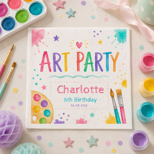 Colourful Kids Art Party 6th Birthday Painting Napkin