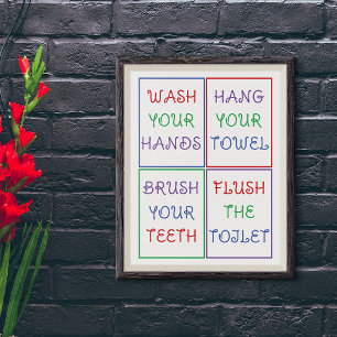 Colourful Kid's Bathroom Wall Poster
