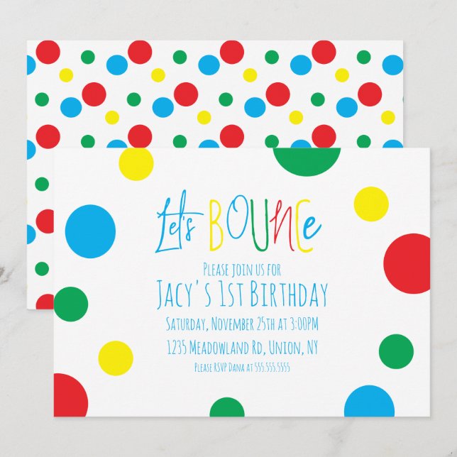 Colourful Kids Birthday Jump Bounce Balls Party (Front/Back)