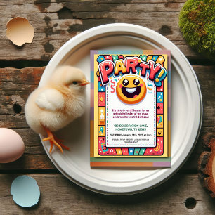 Colourful Kids Birthday Party Invitation