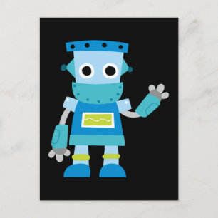 Colourful Kids Blue Robot Postcard