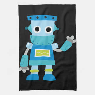 Colourful Kids Blue Robot Tea Towel