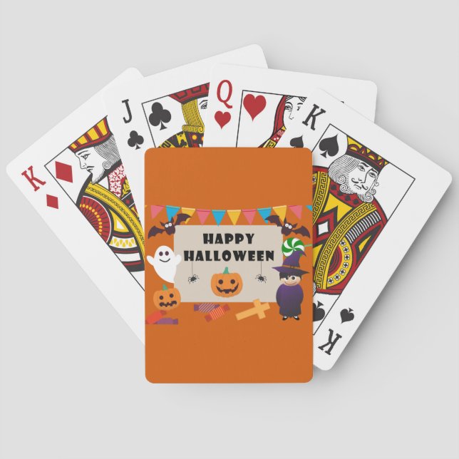 Colourful Kids Costume Halloween Party Playing Cards (Back)