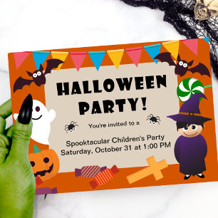 Colourful Kids Costume Halloween Party Save The Date