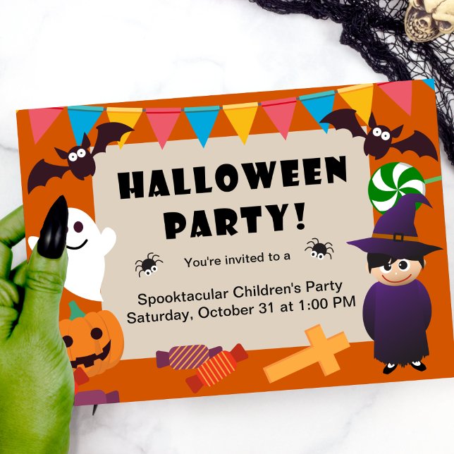 Colourful Kids Costume Halloween Party Save The Date (Creator Uploaded)