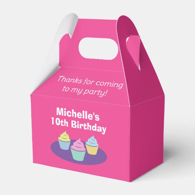 Colourful kid's cupcake Birthday party favour boxe Box (Front Side)
