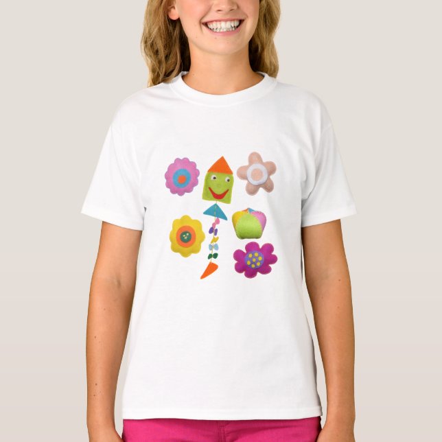 Colourful Kids Floral Tee Fun Spring Outfit & Gift (Front)
