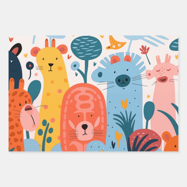 Colourful kids giftwrap wrapping paper sheet (Front)