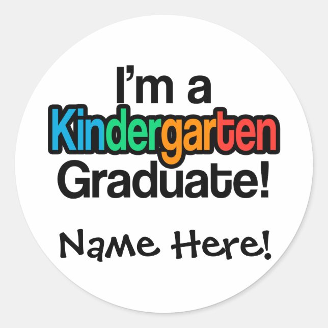 Colourful Kids Graduation Kindergarten Graduate Classic Round Sticker (Front)