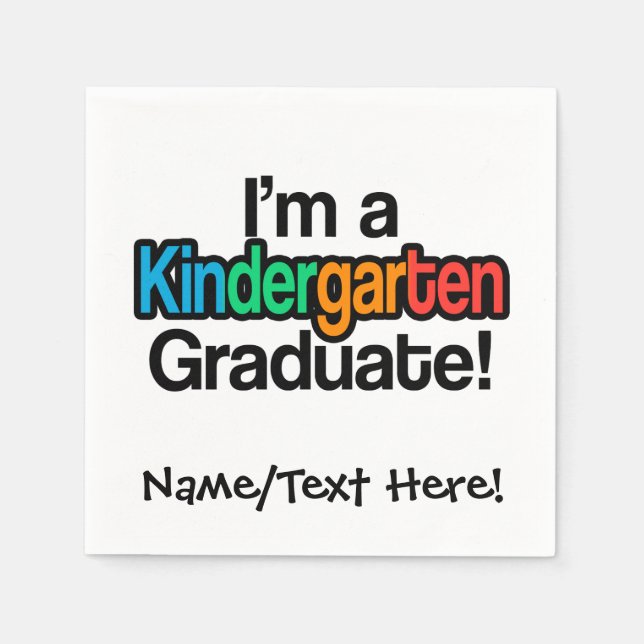 Colourful Kids Graduation Kindergarten Graduate Napkin (Front)