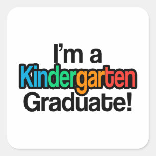 Colourful Kids Graduation Kindergarten Graduate Square Sticker