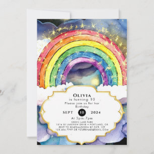 Colourful Kids' Magical Rainbow Birthday Invitation